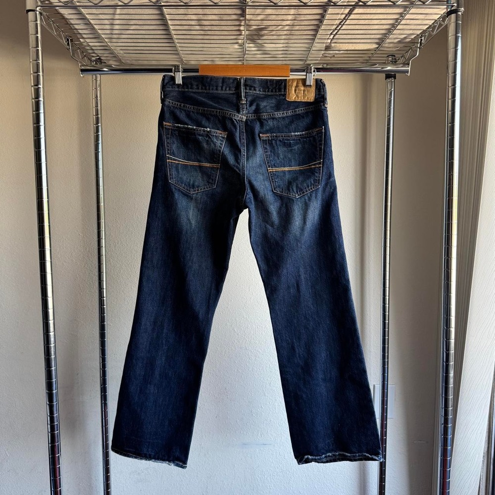 Abercrombie & Fitch Dark Wash Bootcut Jeans Distressed Pockets 30x30 Womens